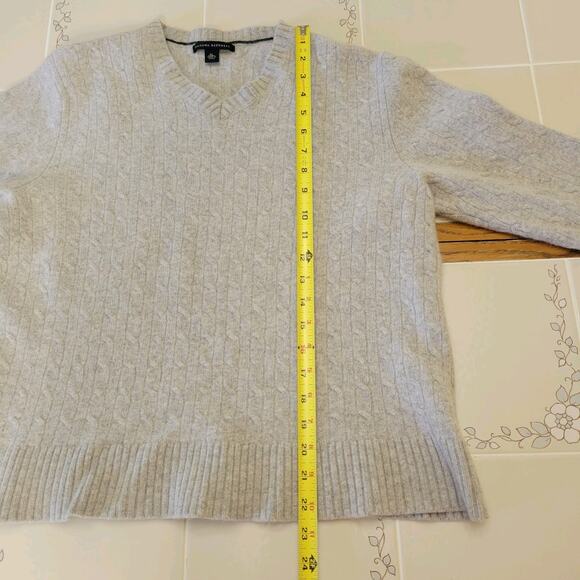 Banana Republic Gray Womens Sweater Size XL V Neck Cable Knit - Picture 3 of 11
